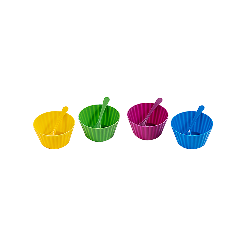 4pk Neon Ice-Cream Bowl W/Spoon